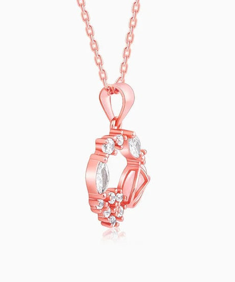Rose Gold Drop Wreath Pendant With Link Chain