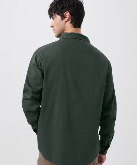 Dark Green Men Utility Shirts
