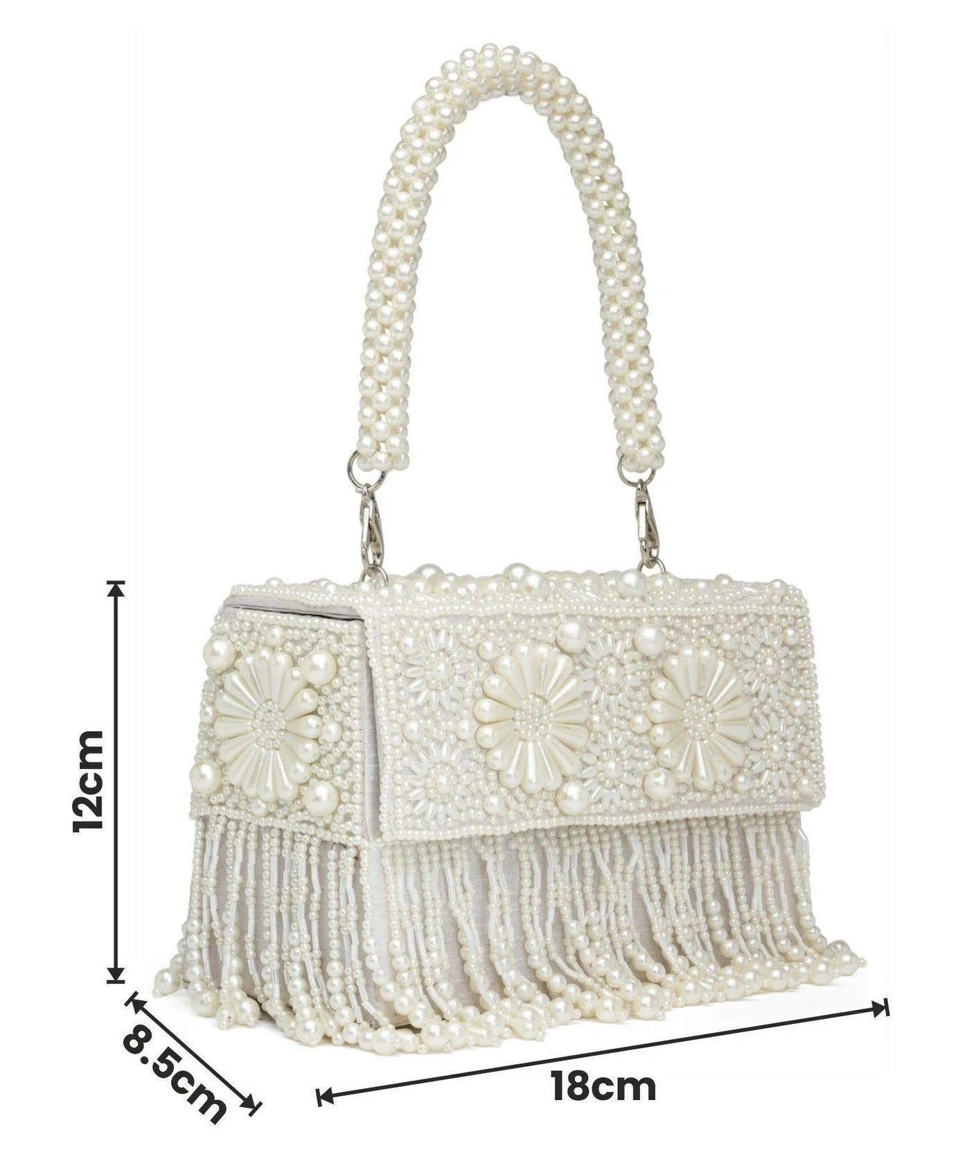 Coffer Bead Work Embellished Faux Silk Clutch