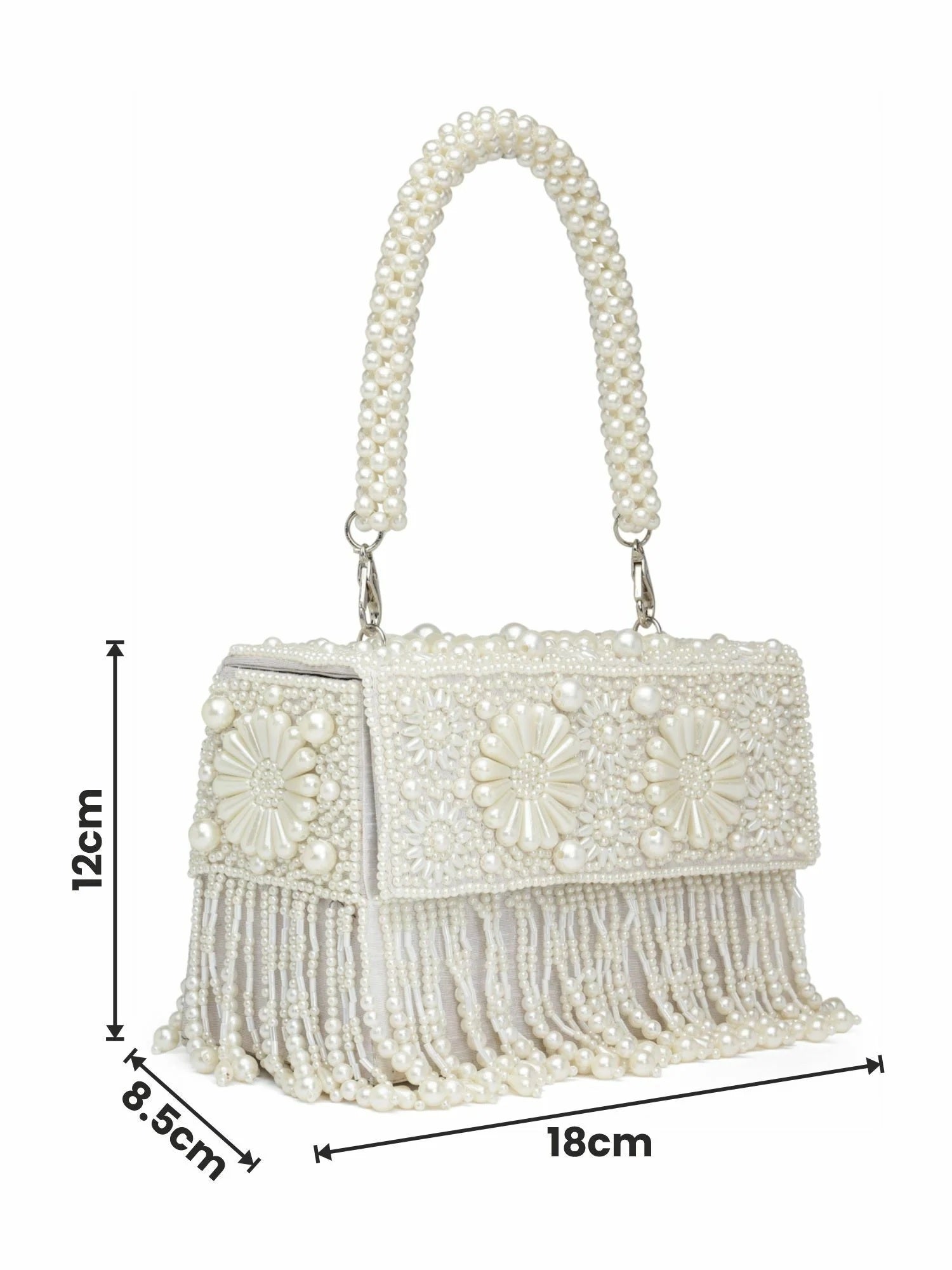 Coffer Bead Work Embellished Faux Silk Clutch