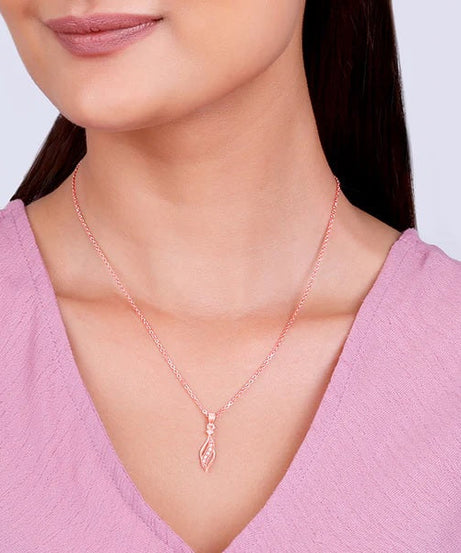Rose Gold Leaflet Pendant With Link Chain