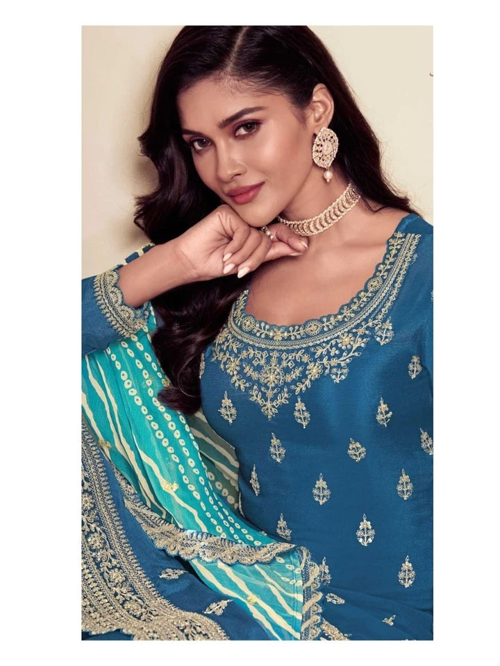 Traditional Designer Heavy Chinon , Wedding Wear Top Bottom, Dupatta