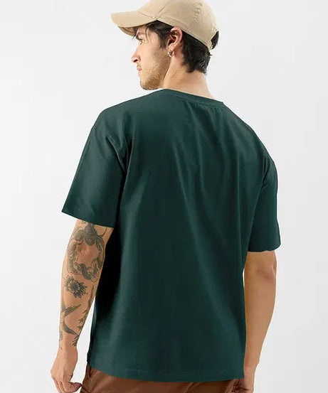 Solids Emerald Green Oversized T-Shirts
