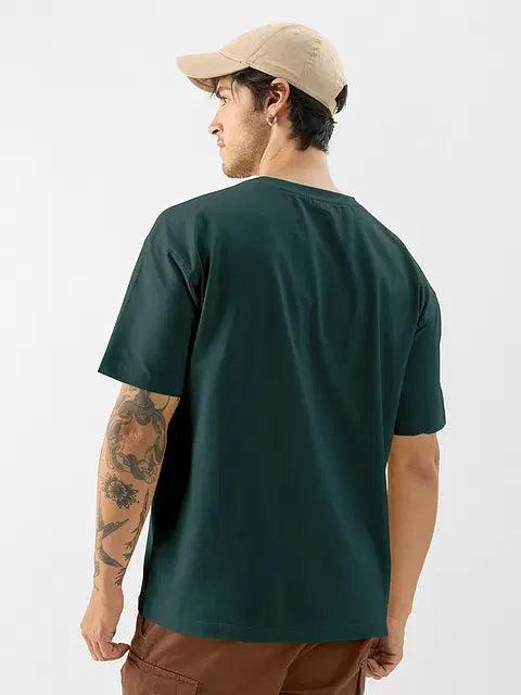 Solids Emerald Green Oversized T-Shirts