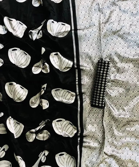 Women's Soft Lichi Silk Wedding Bollywood Sari & Blouse