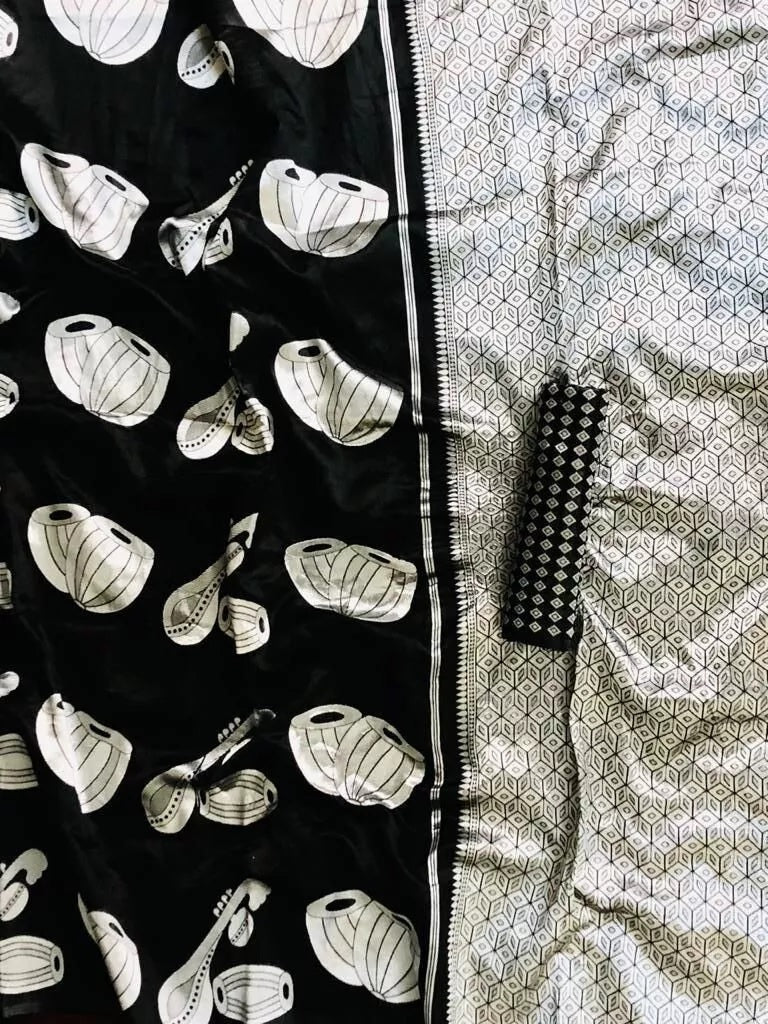 Women's Soft Lichi Silk Wedding Bollywood Sari & Blouse