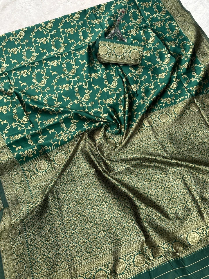 Bollywood Organic Banarasi LichiI Silk Wedding Wear Designer Saree With Blouse 11-SS