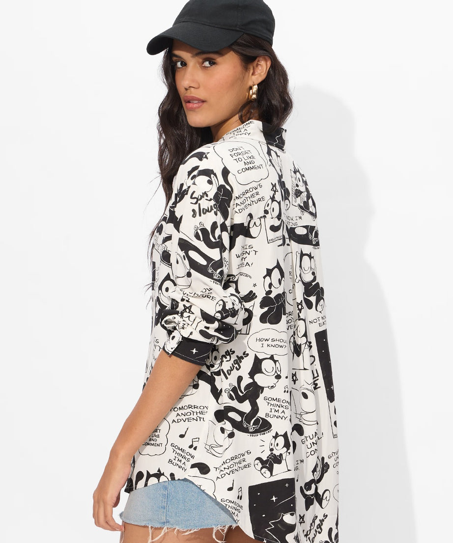 Felix The Cat  Feline Fun Women Boyfriend Shirts