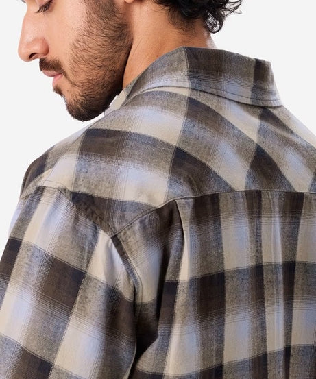 Checks Brown & Beige Men Utility Shirts