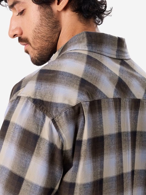 Checks Brown & Beige Men Utility Shirts