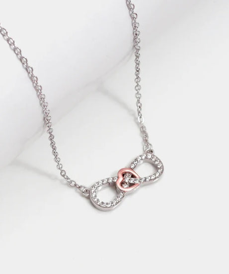 Rose Gold Studded Infinity Heart Pendant