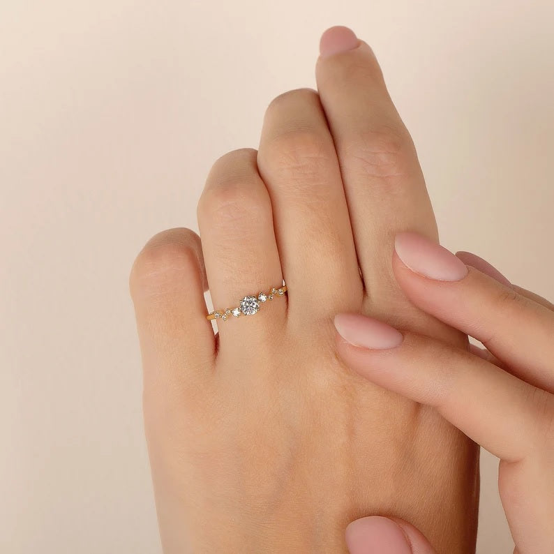 Minimalist Cluster Engagement Ring