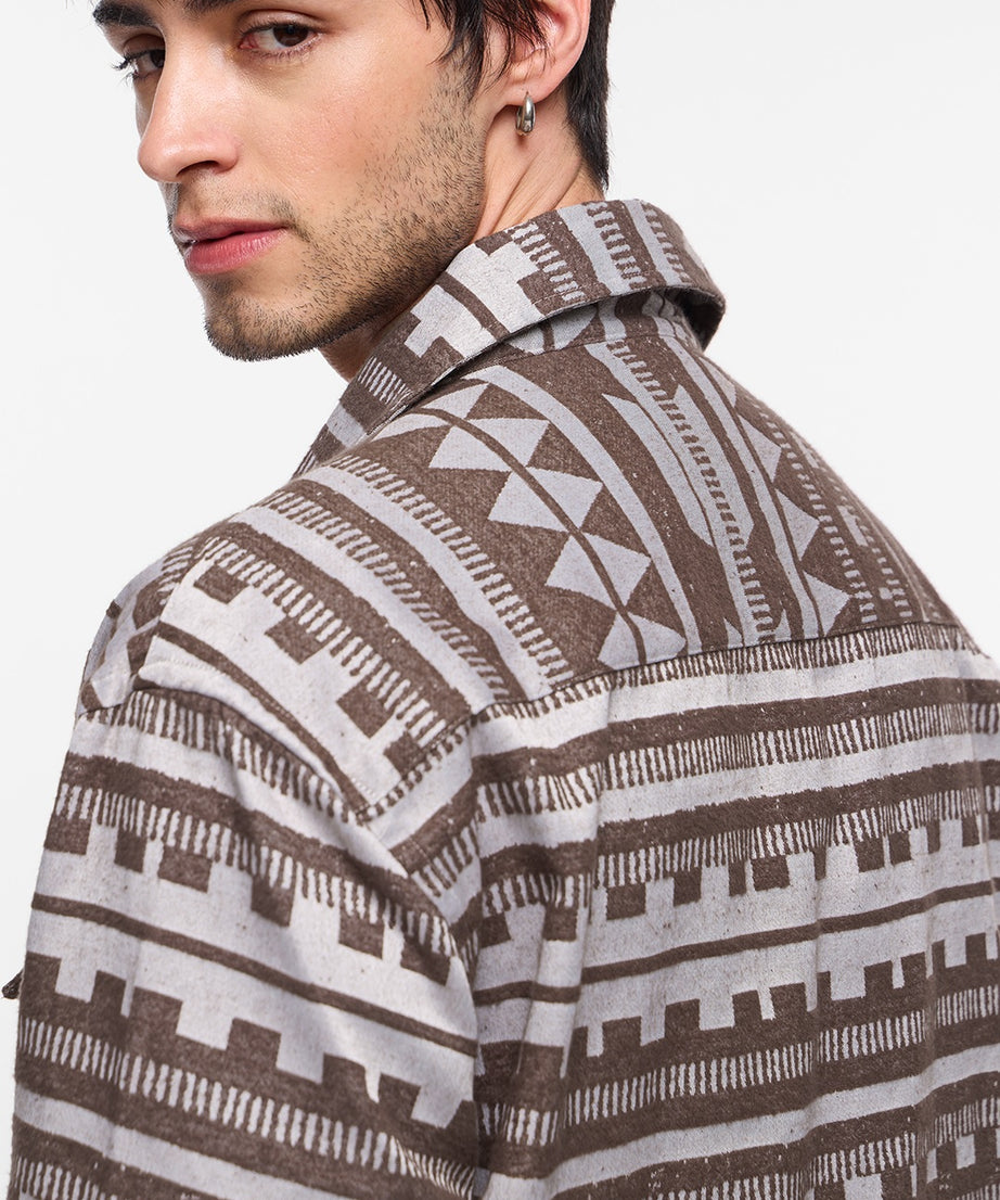 Jacquard Sandstone Men Shackets