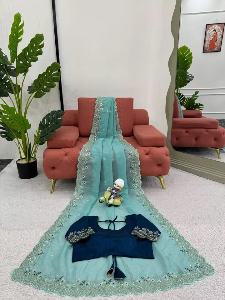 Party Wedding Wear Stylish Crunchy Silk Saree,Traditional Festival Sari