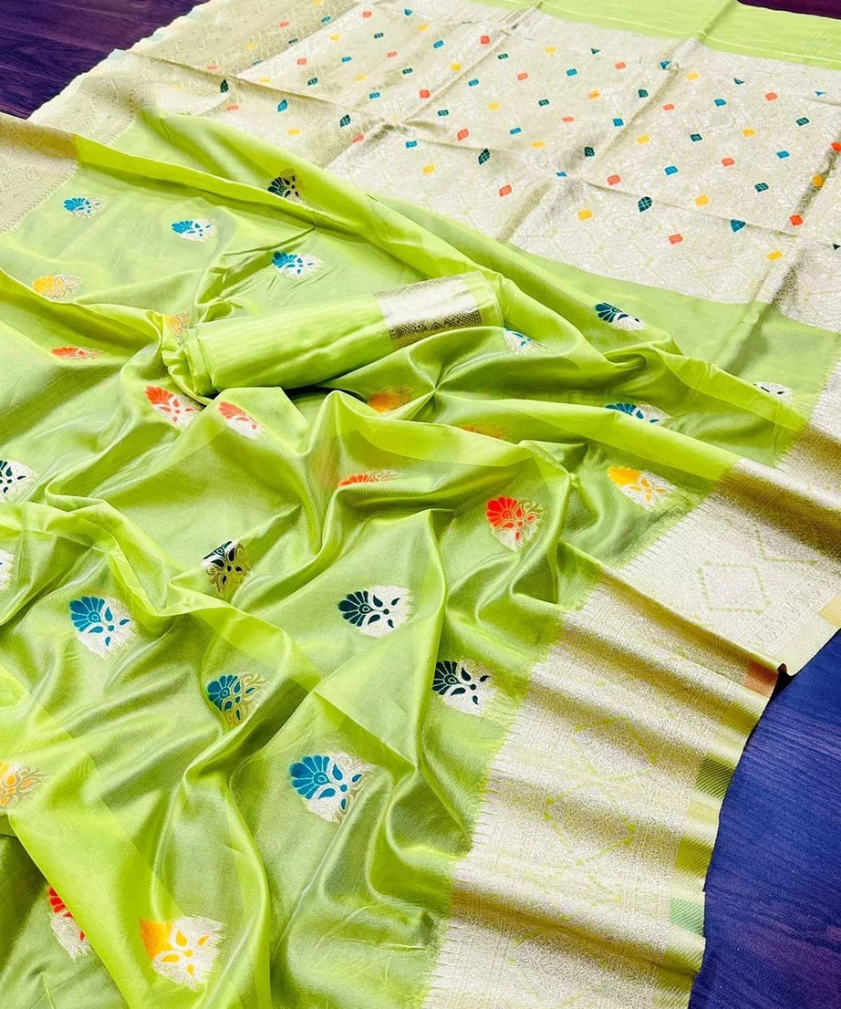 Soft Organza Jacquard Saree,Function Wedding Sari With Blouse