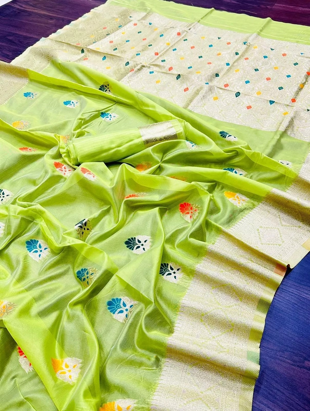 Soft Organza Jacquard Saree,Function Wedding Sari With Blouse