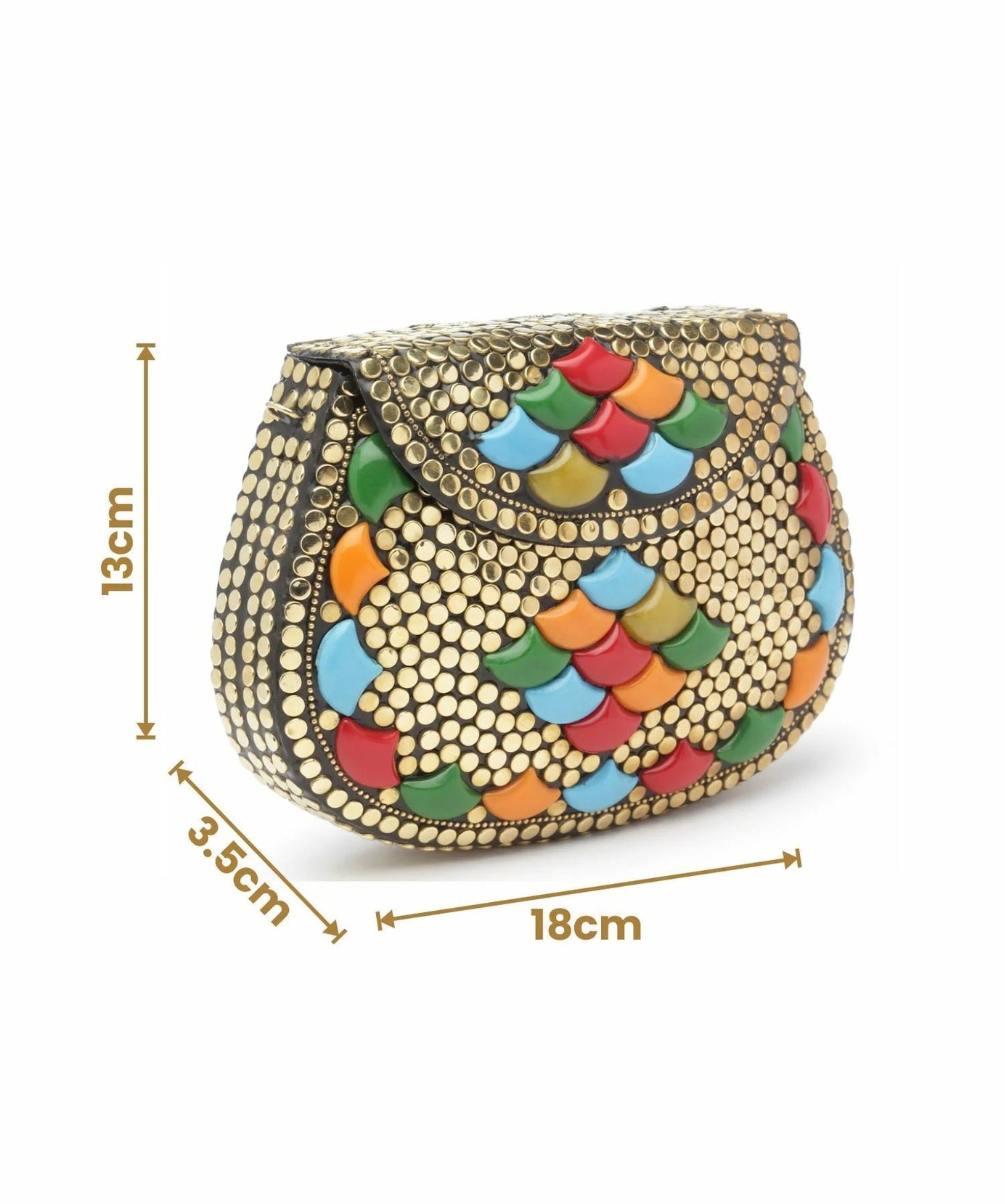 Mosaic Embellished Metal Clutch