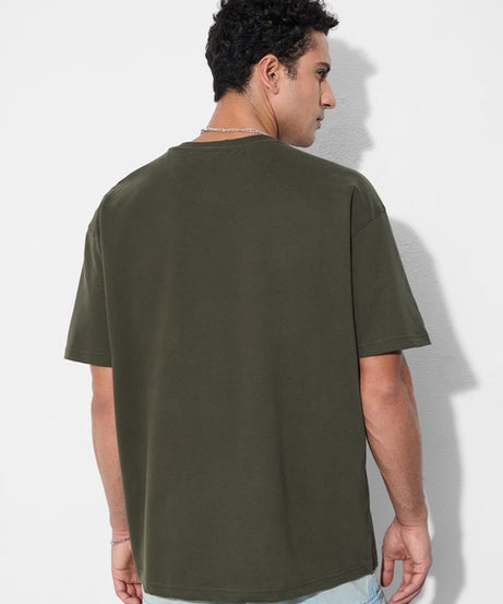 Utility Olive Green Oversized T-Shirts