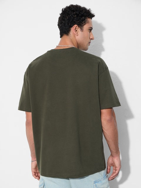 Utility Olive Green Oversized T-Shirts