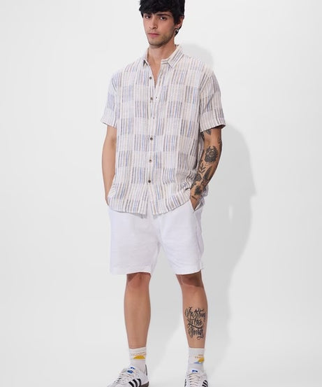 Textured Azure Dunes Men Textured Shirts