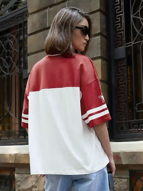 Hello Kitty Varsity Women Oversized T-Shirt