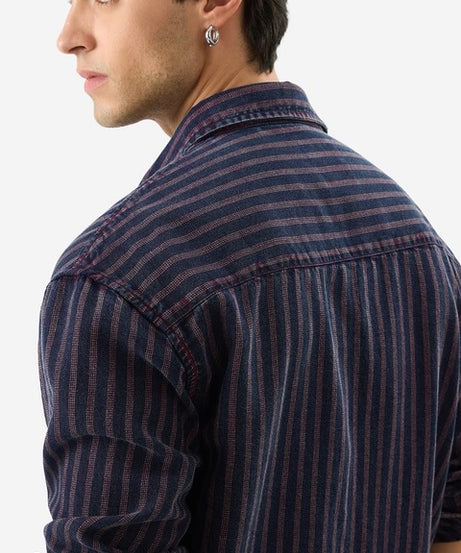 Indigo Stripes Men Relaxed Shirts