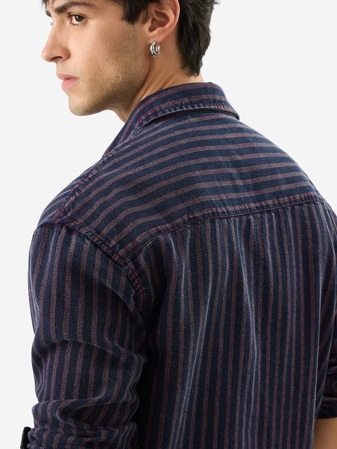 Indigo Stripes Men Relaxed Shirts