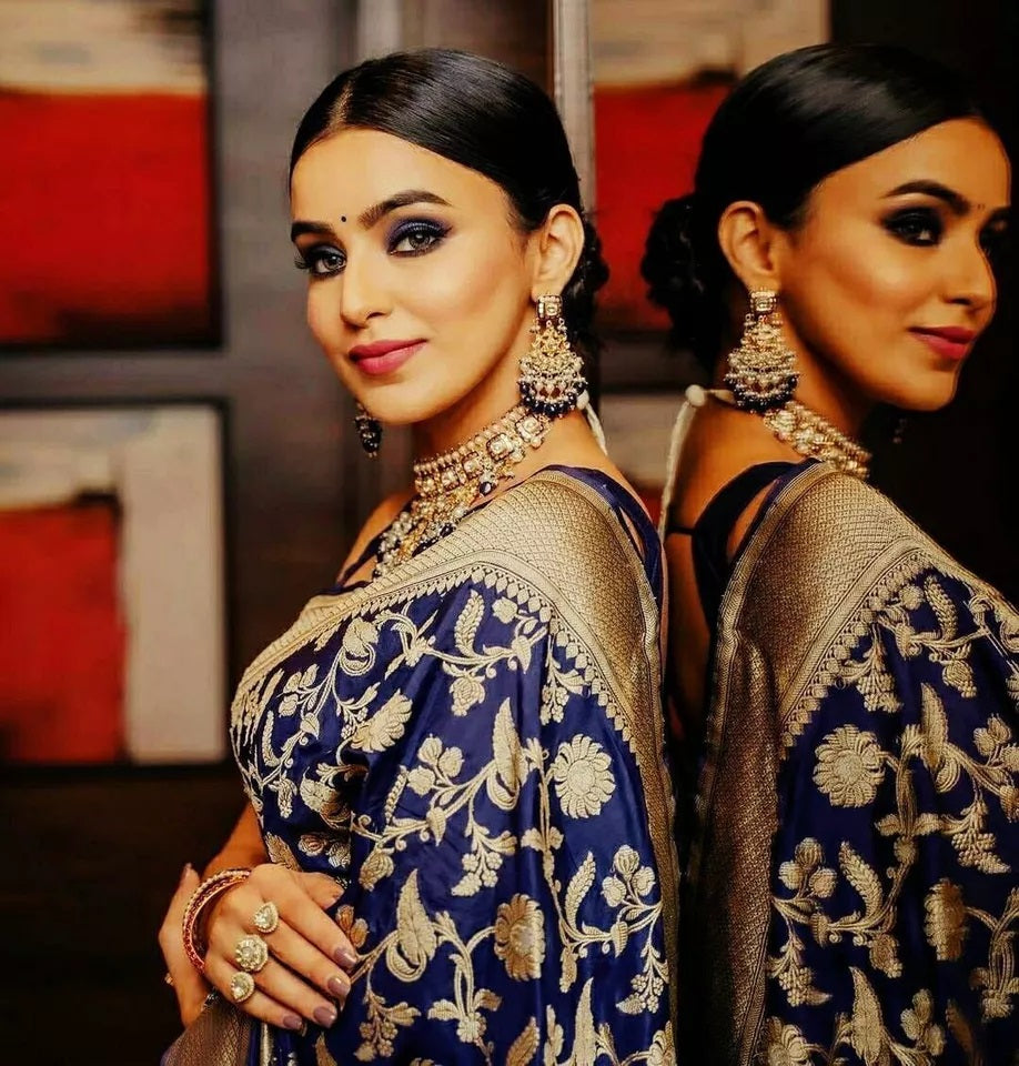 Soft Lichi Silk Saree With Blouse