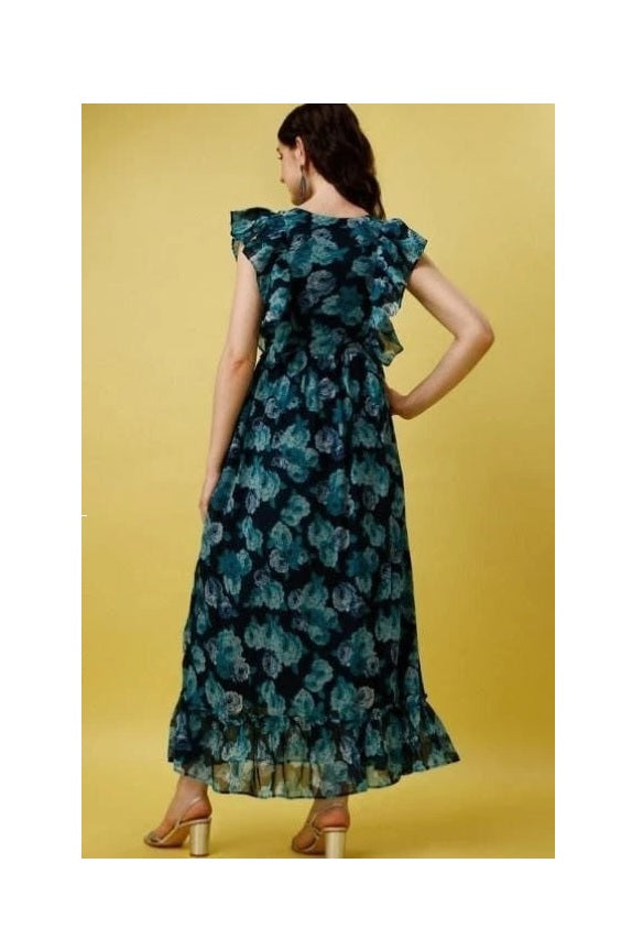 Elegant Beautiful Georgette Printed Long Flared Dress Gown