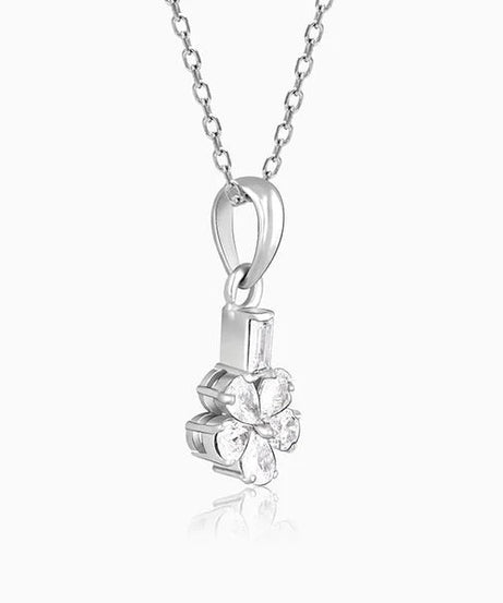 Silver Enchanted Floral Pendant With Link Chain