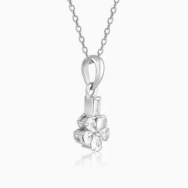 Silver Enchanted Floral Pendant With Link Chain