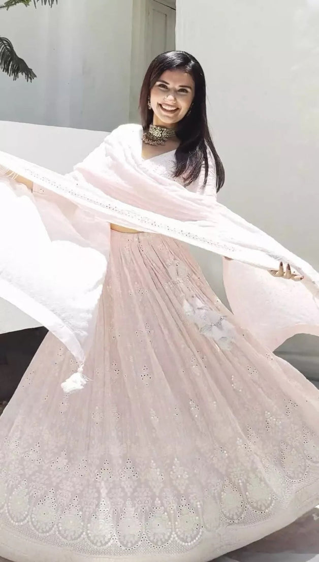 Georgette With Sequence & Theard Work Lehenga Blouse Dupatta