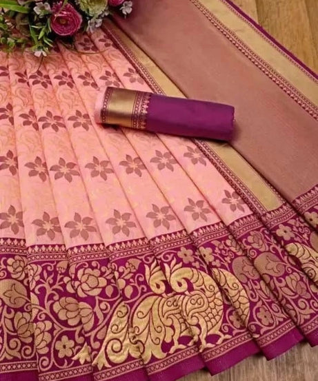 Women's Bollywood Wedding Wear Banarasi Soft Silk Exclusive Saree & Blouse