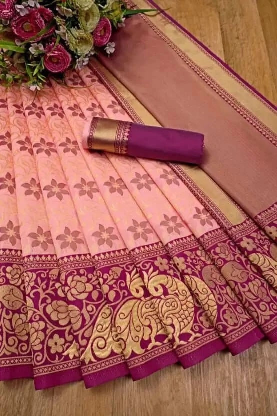Women's Bollywood Wedding Wear Banarasi Soft Silk Exclusive Saree & Blouse