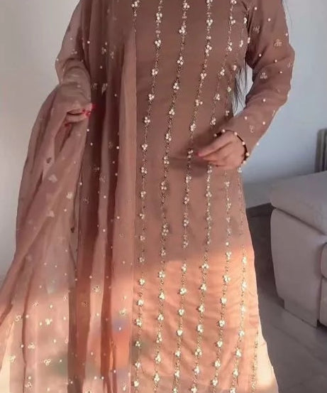 Full Stitched Faux Georgette Top Pant & Dupatta