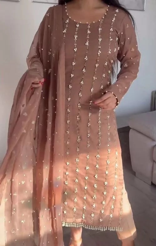 Full Stitched Faux Georgette Top Pant & Dupatta