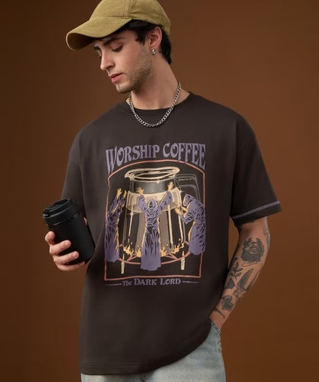 Steven Rhodes Worship Coffee Oversized T-Shirts
