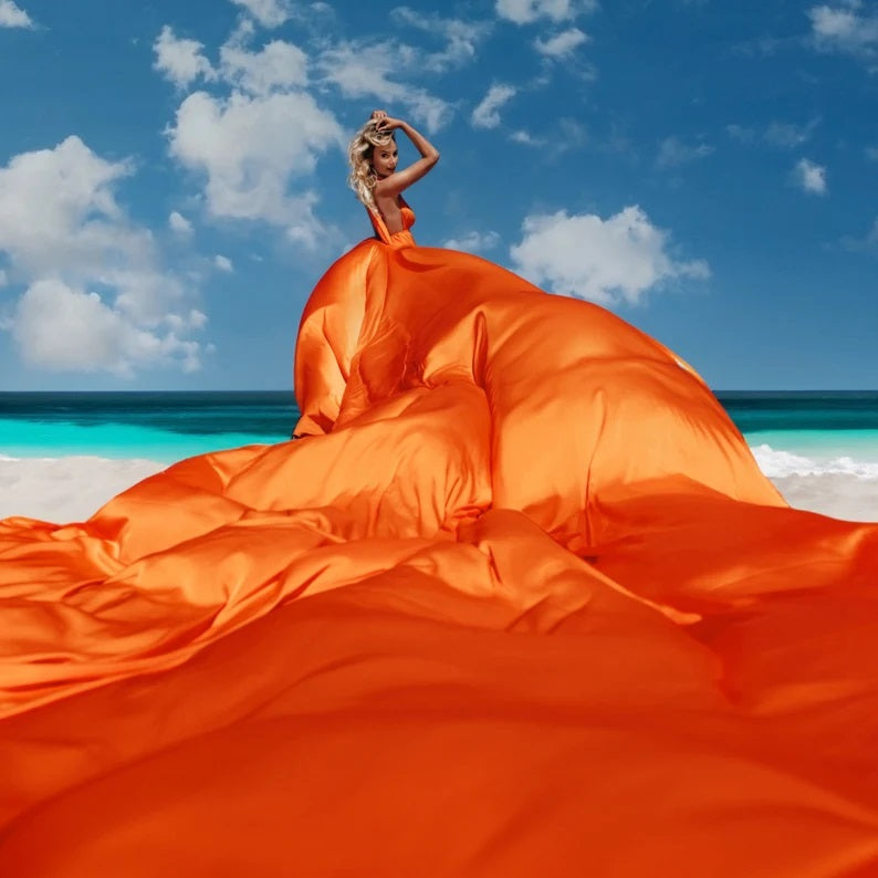 Flying Dress For Photoshoot Asymmetrical Flying Dress Engagement Dress