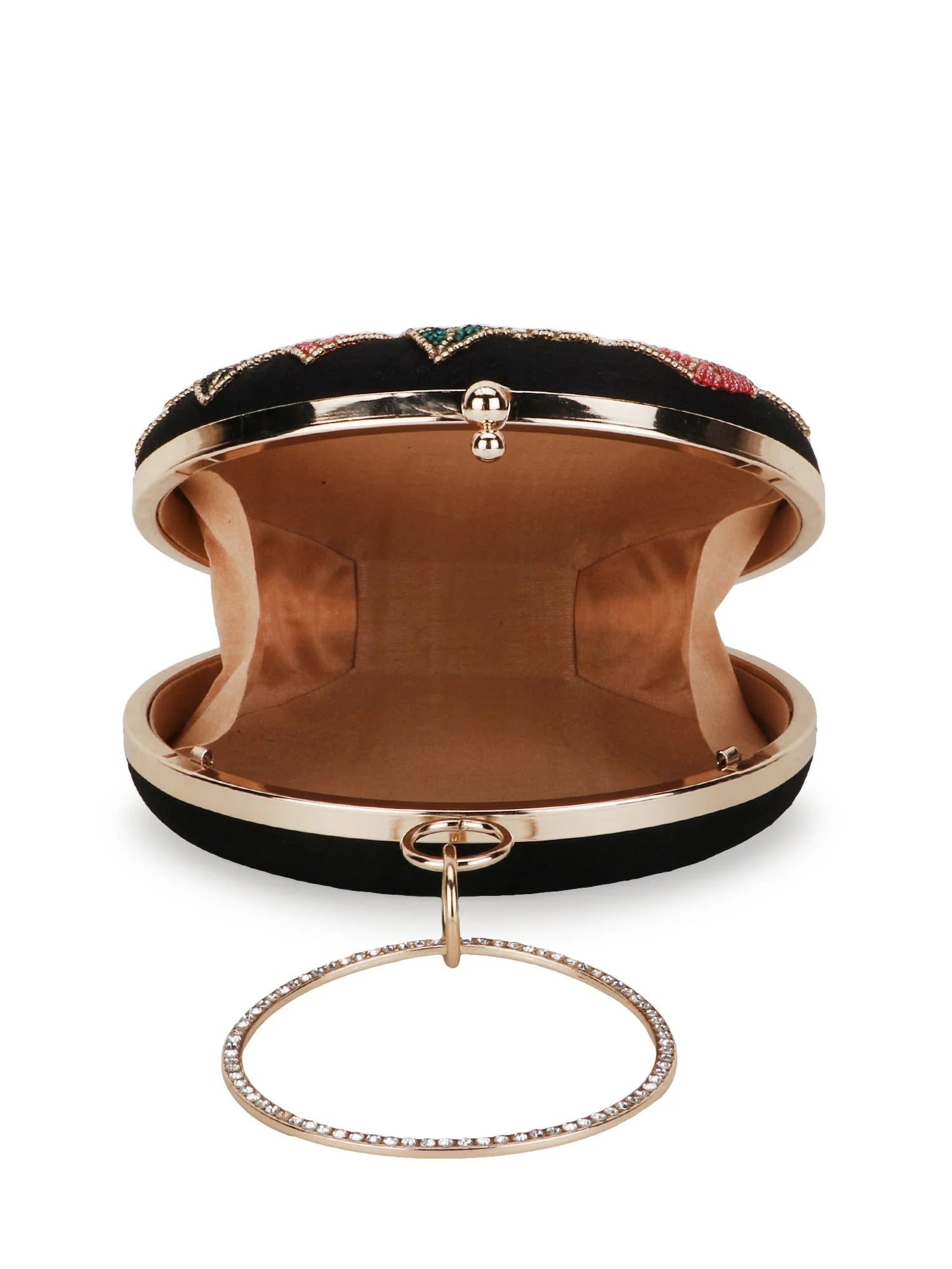 Gala Floral Emroidered Faux Silk Clutch