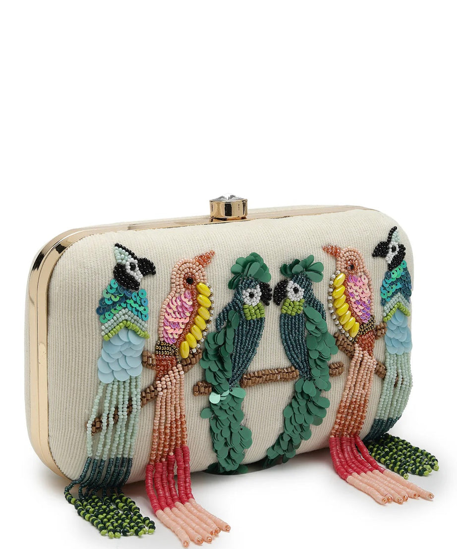 Adorn Quirky Embellished Corduroy Clutch