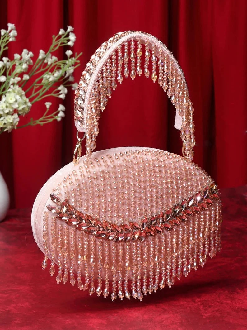 Tassel Embellished Velvet Clutch