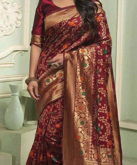 Classic Banarasi Soft Silk Wedding Sari & Blouse