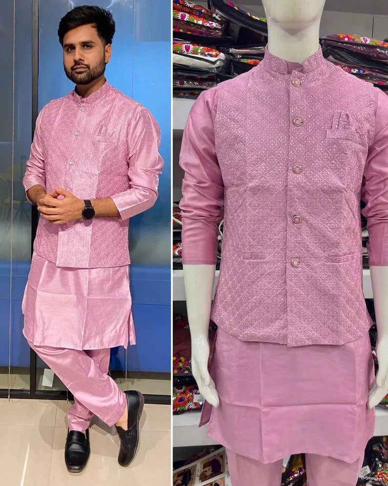 Heavy Banglori Silk Koti Ready to Wear Set For Men's