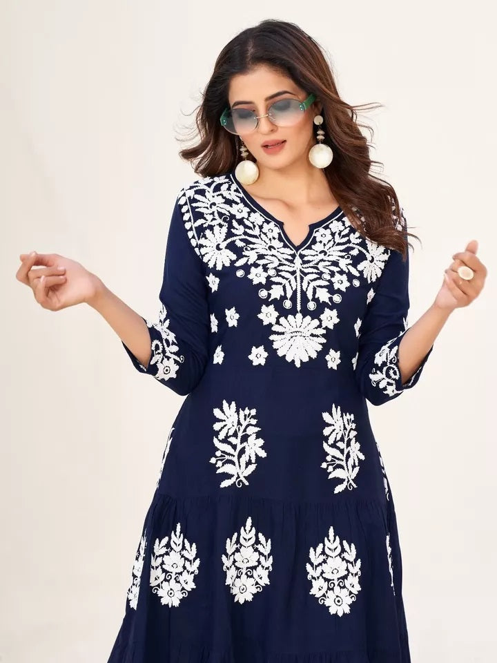Heavy Rayon With Lakhnavi Work Beautifull Kurti