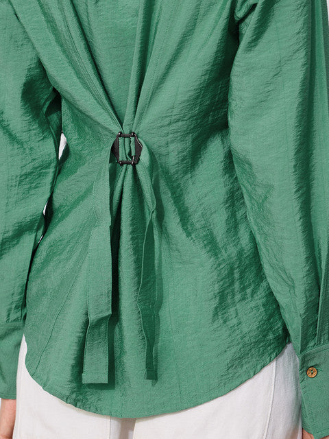 Back Tie Up Lime Women Shirts