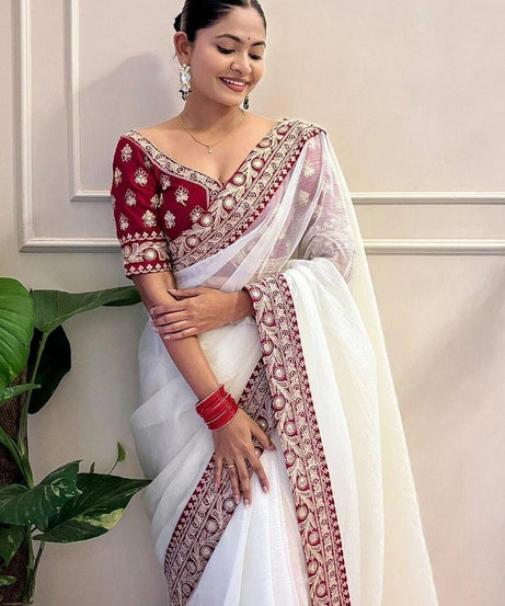 Banarasi Crush Saree, Jari Weave Crush With Sequence Work Sari & Blouse