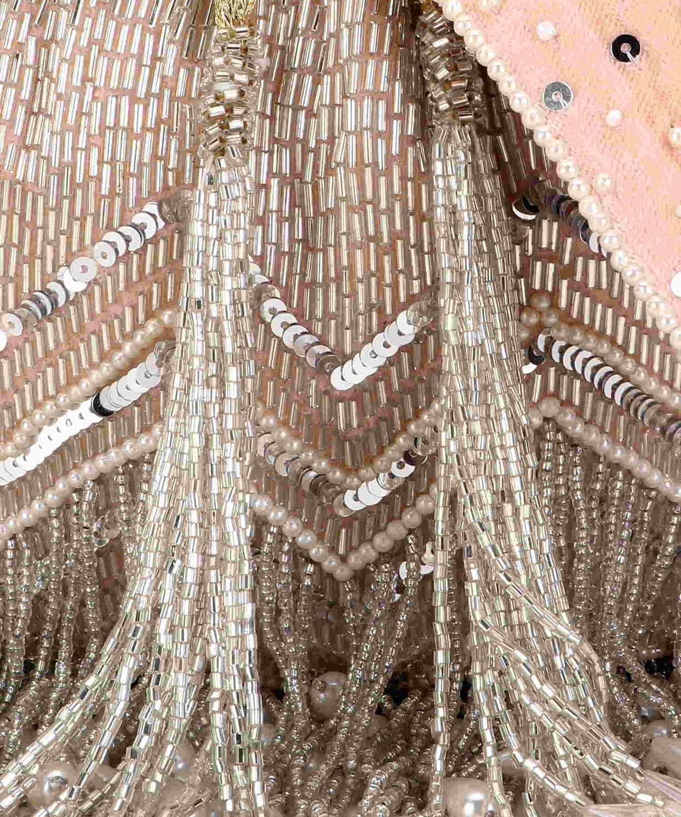 Dangle Chevron Embellished Velvet Potli Bag