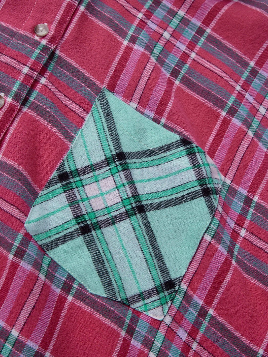 Plaid  Viridis And Raspberry Women Boyfriend Shirts