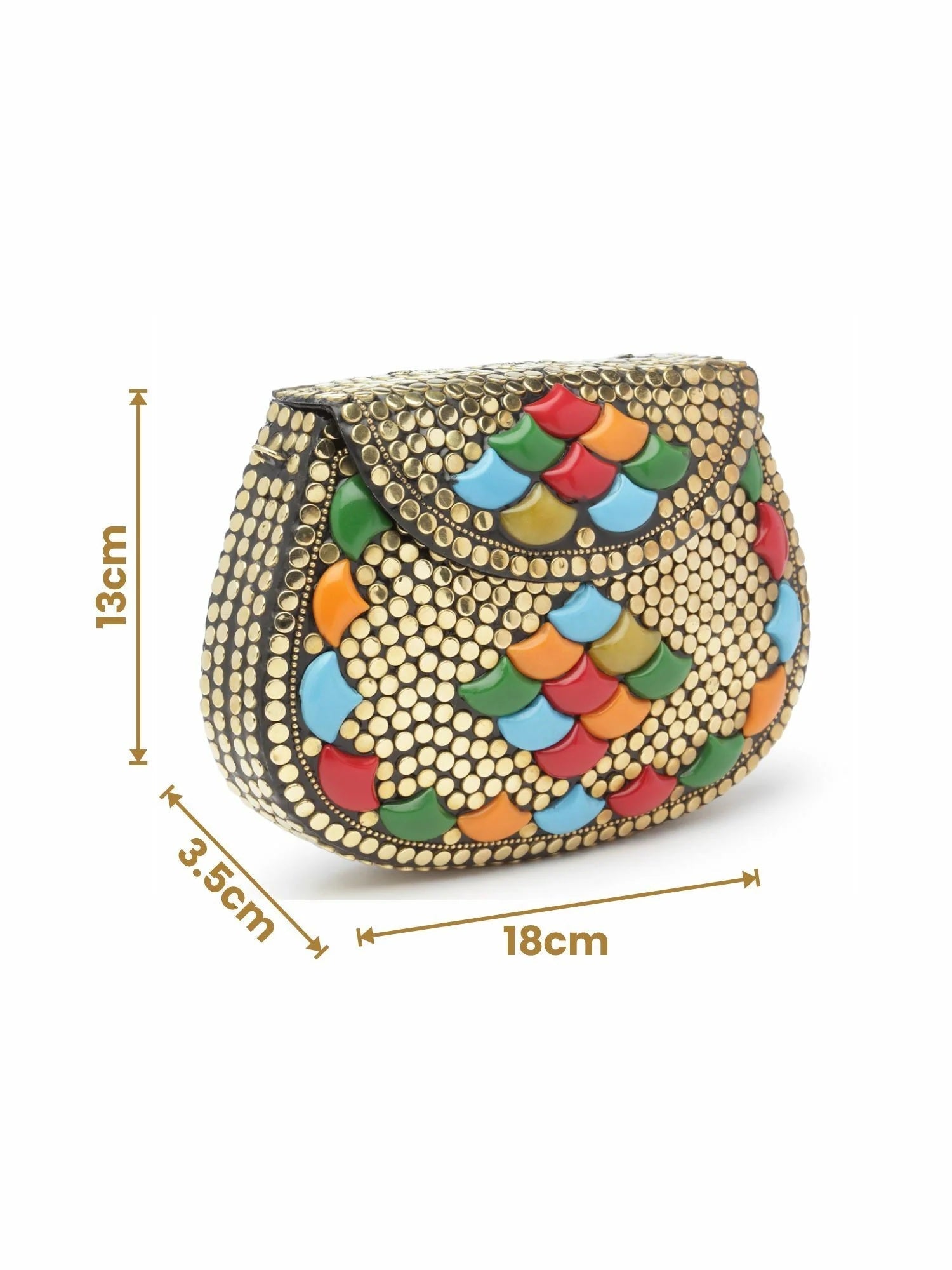 Mosaic Embellished Metal Clutch