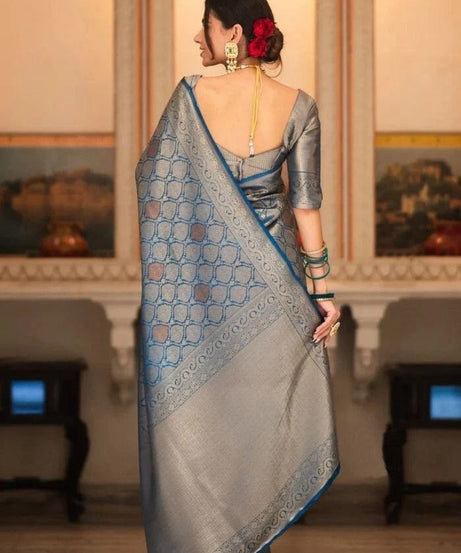 Banarasi Soft Silk Wedding Party Wear Saree,Ethnic Classic Sari With Blouse